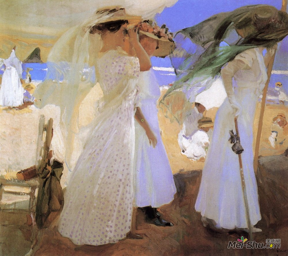 华金·索罗拉(Joaquín Sorolla)高清作品《在树冠下》