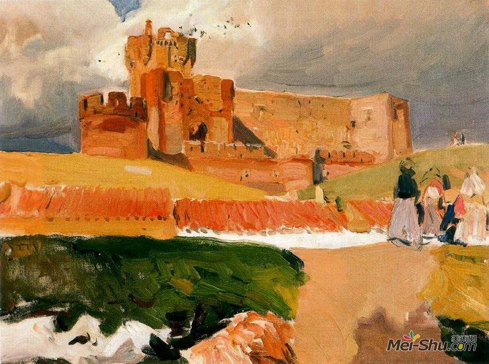 华金·索罗拉(Joaquín Sorolla)高清作品《Castle of La Mota, Medina del Campo》