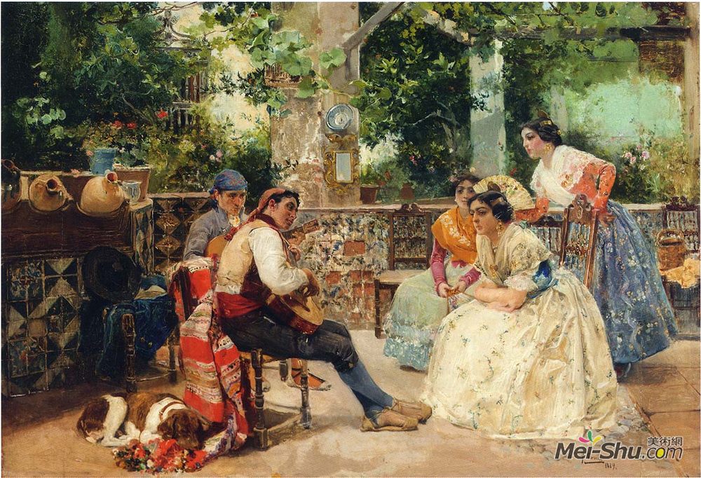 华金·索罗拉(Joaquín Sorolla)高清作品《Guitplayers, Valencia》