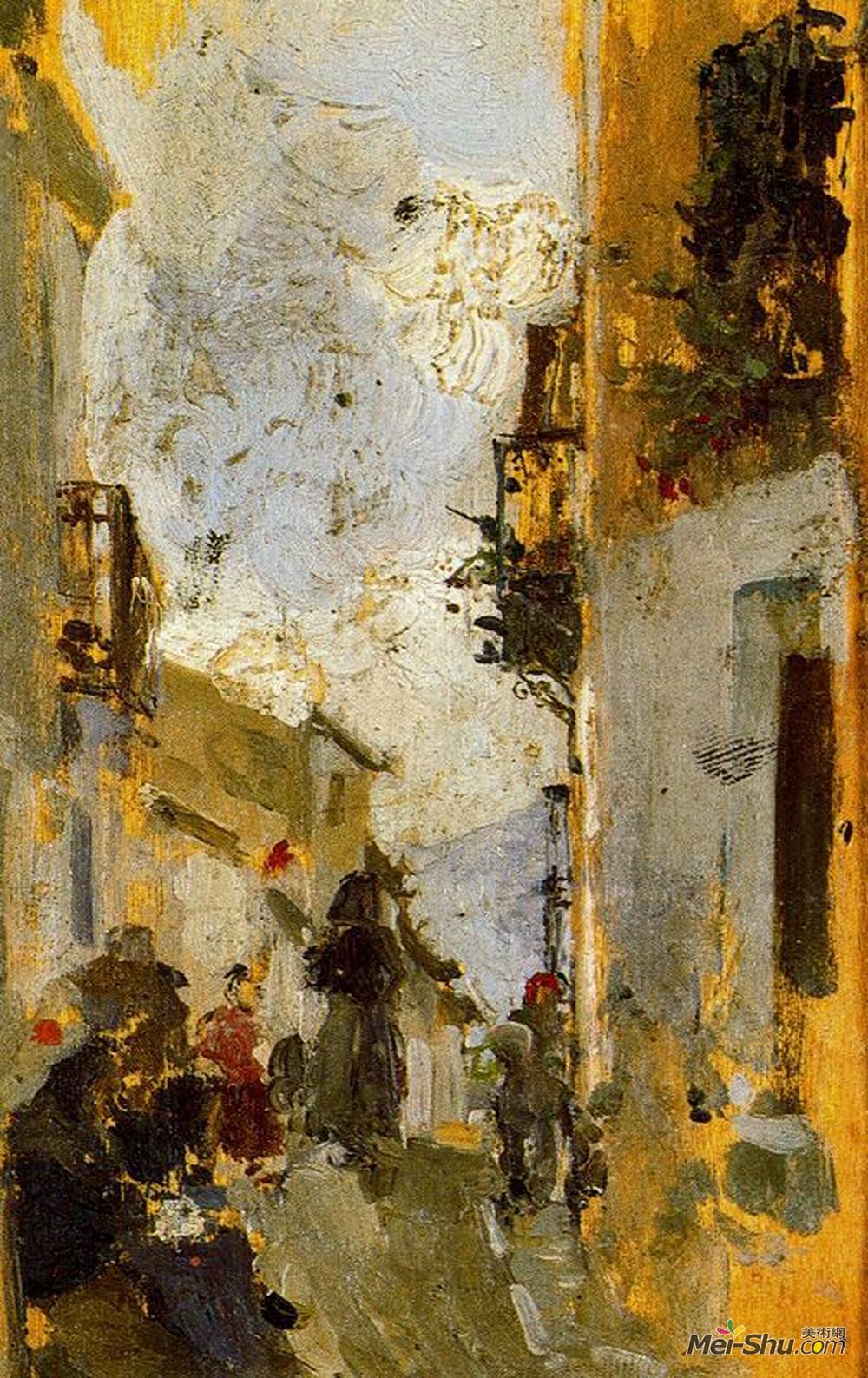 《意大利街》华金·索罗拉(joaqu&#237n sorolla)高清作品欣赏