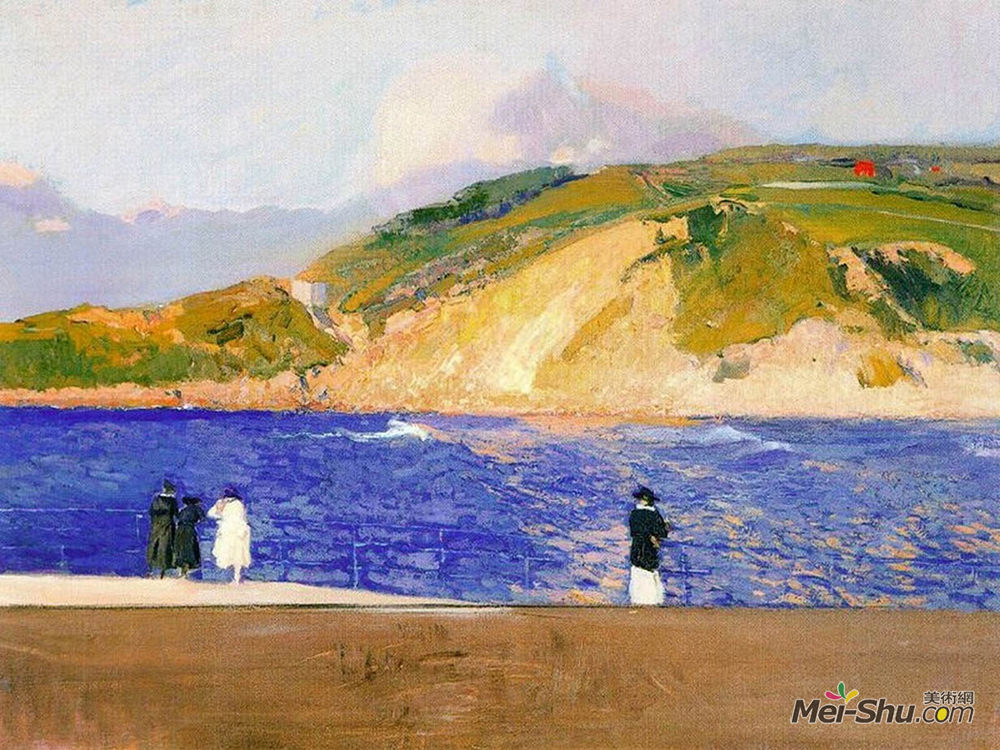 华金·索罗拉(Joaquín Sorolla)高清作品《Monte Ullia, San Sebastian》