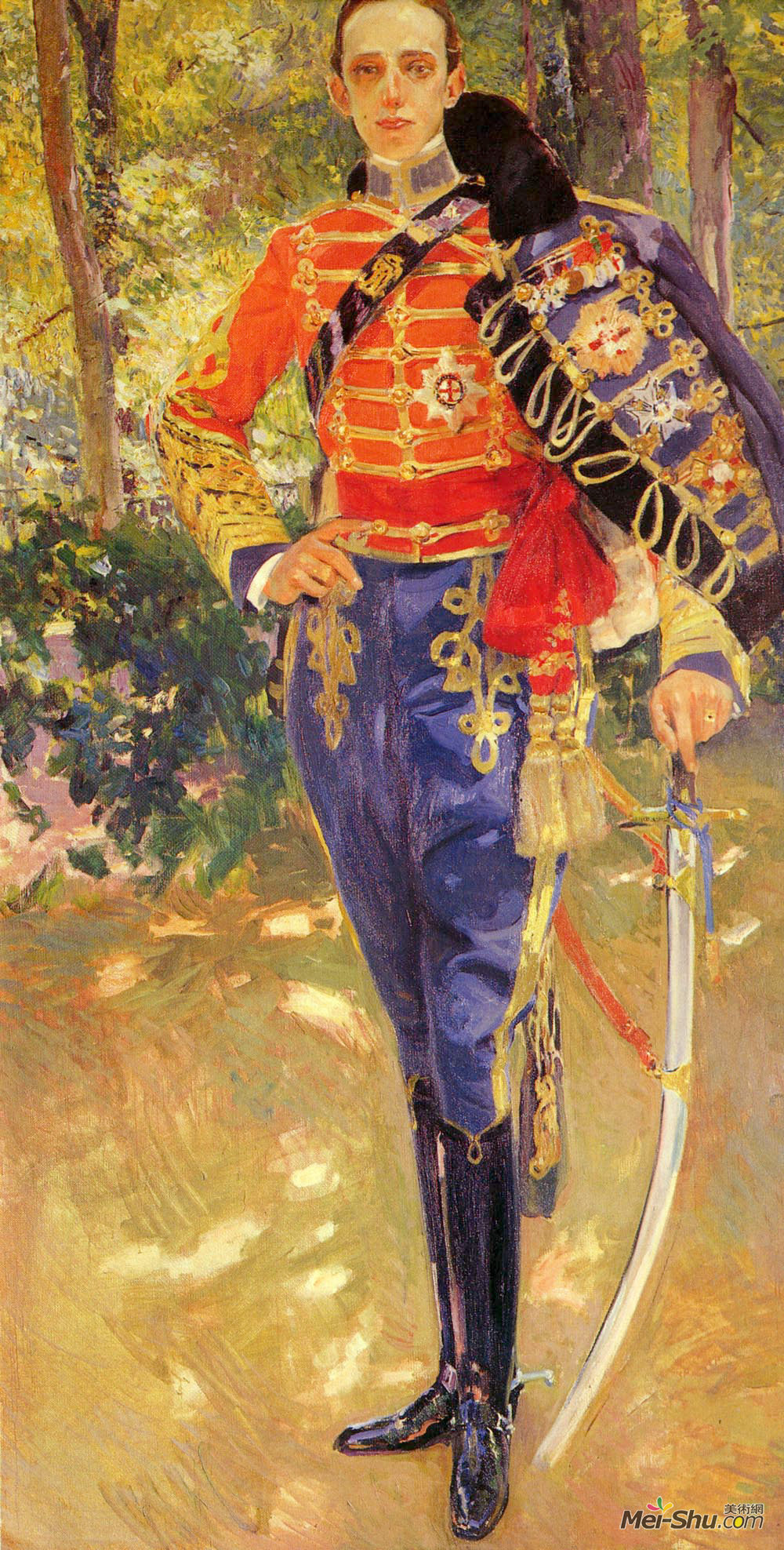 sorolla)高清作品《《黑骑兵制服》中阿方索十三世的肖像》