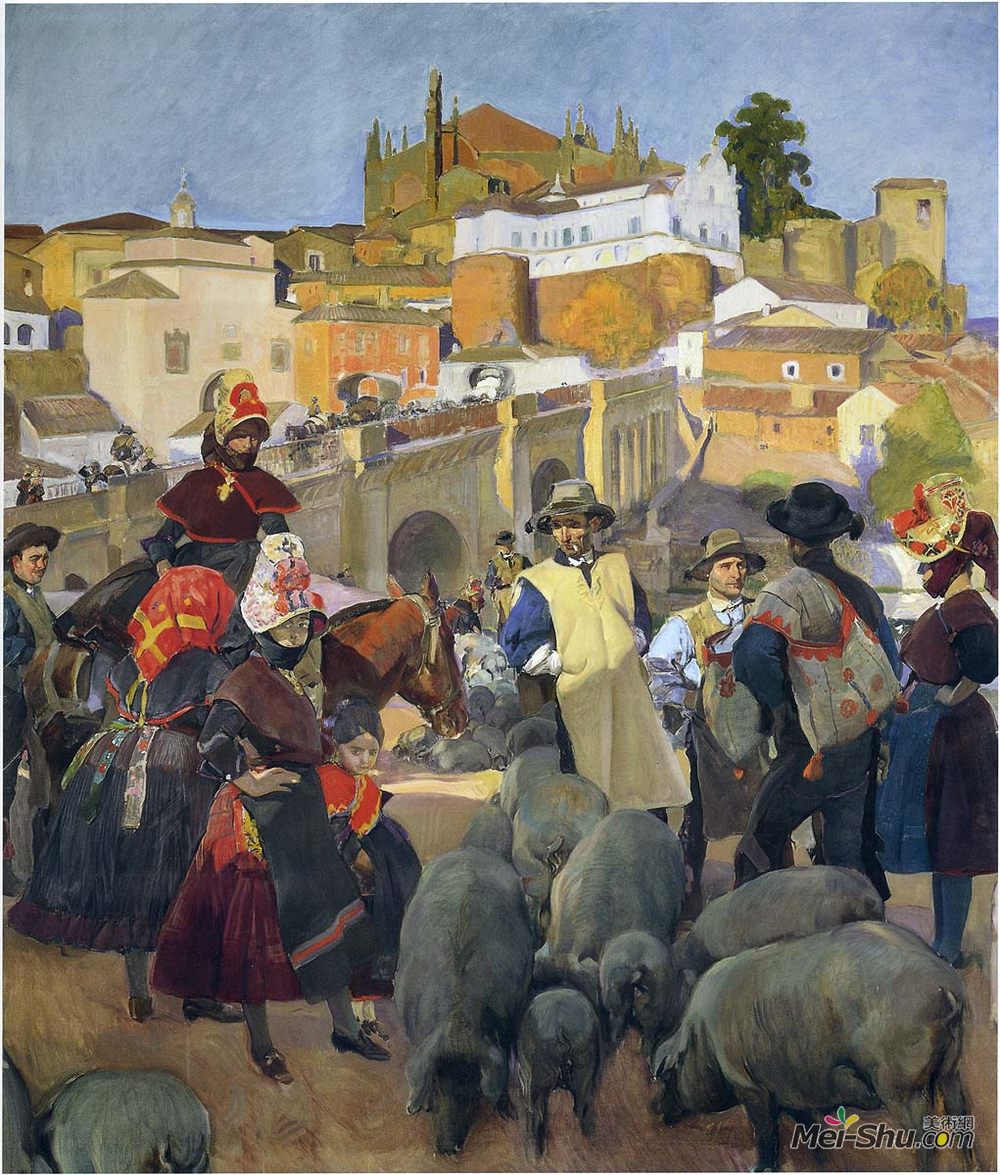 华金·索罗拉(Joaquín Sorolla)高清作品《市场》