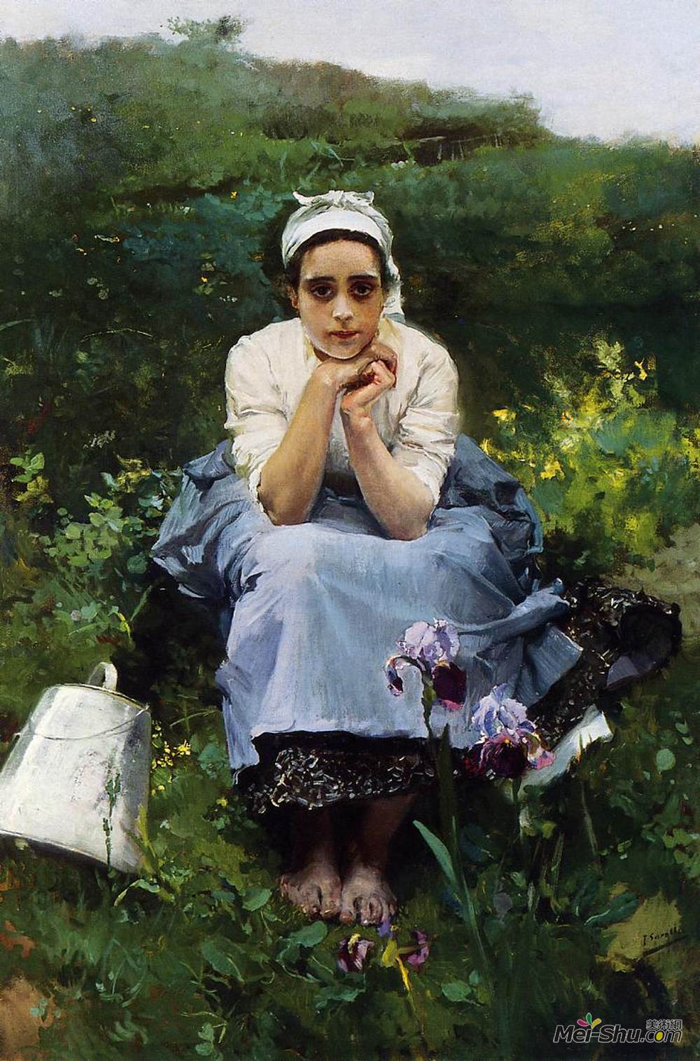 华金·索罗拉(Joaquín Sorolla)高清作品《倒牛奶的女仆》