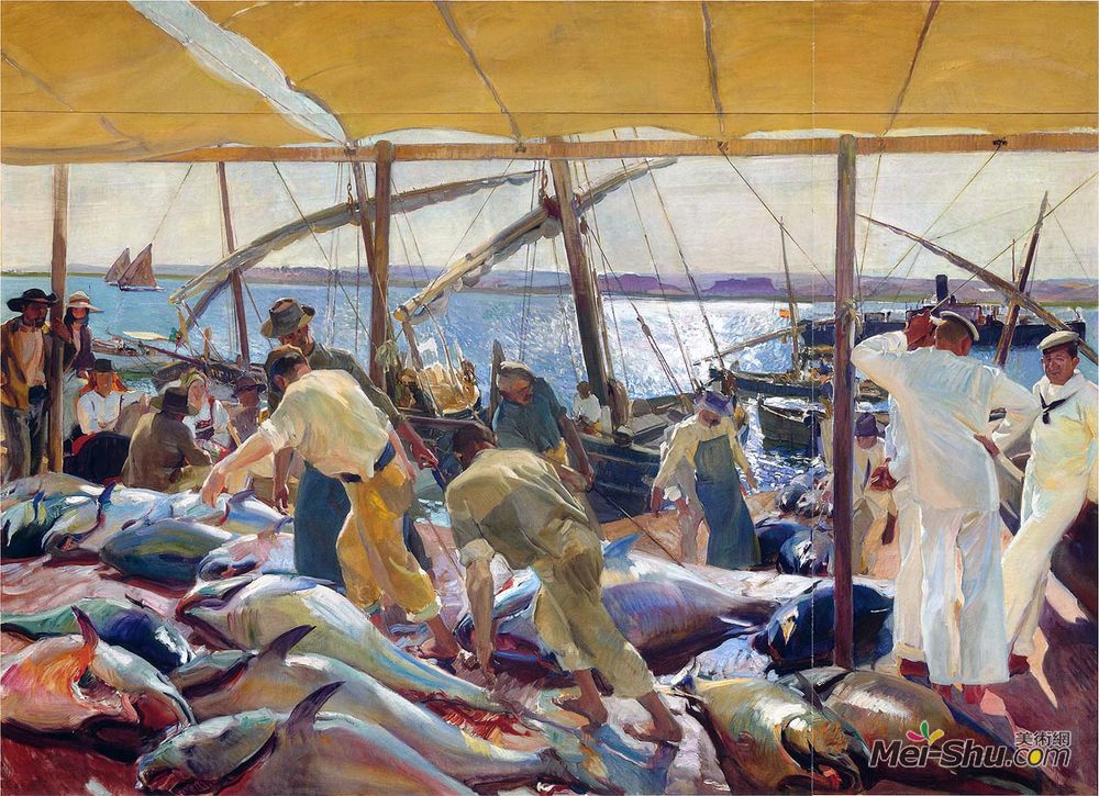 华金·索罗拉(Joaquín Sorolla)高清作品《金枪鱼渔获量》