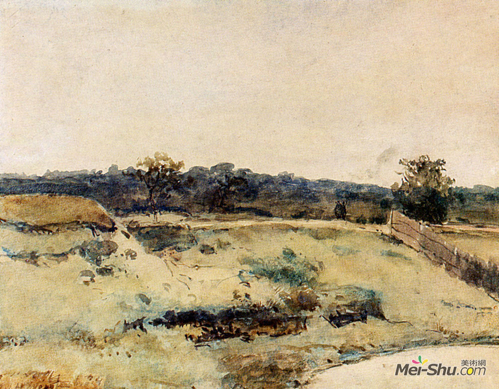 扬·亨德里克·魏森布鲁赫(Johan Hendrik Weissenbruch)高清作品《一道有路径的夏季风景》