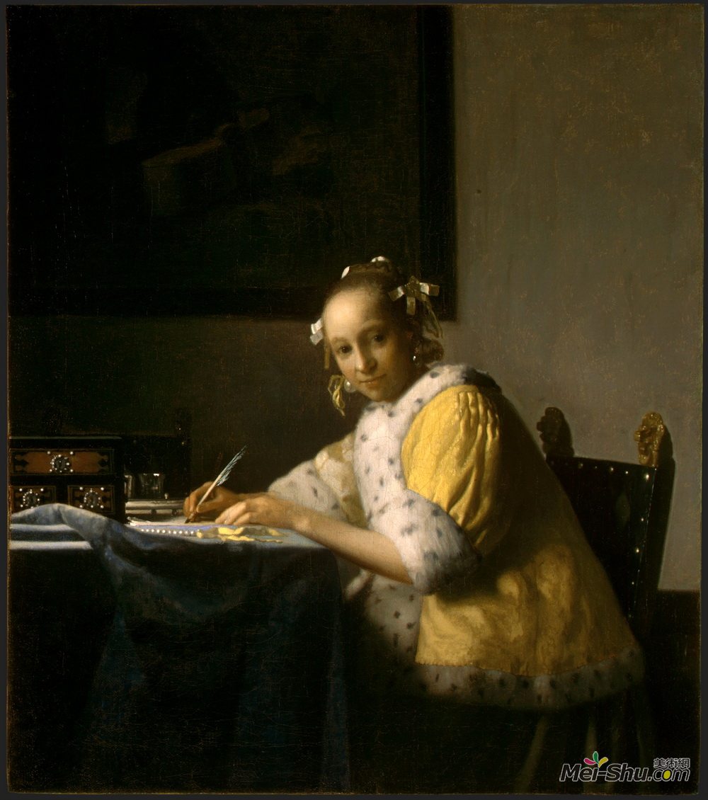 约翰内斯·维米尔(Johannes Vermeer)高清作品《淑女写作》