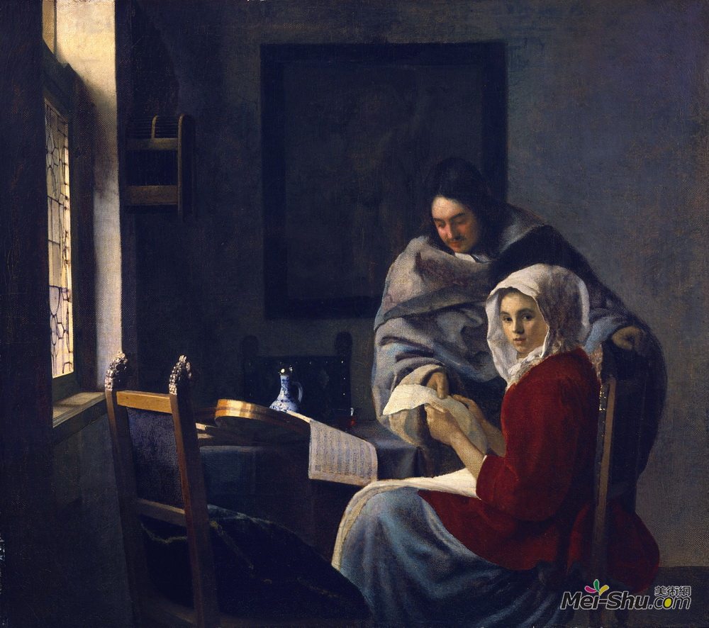 约翰内斯·维米尔(Johannes Vermeer)高清作品《女孩打断了她的音乐。》