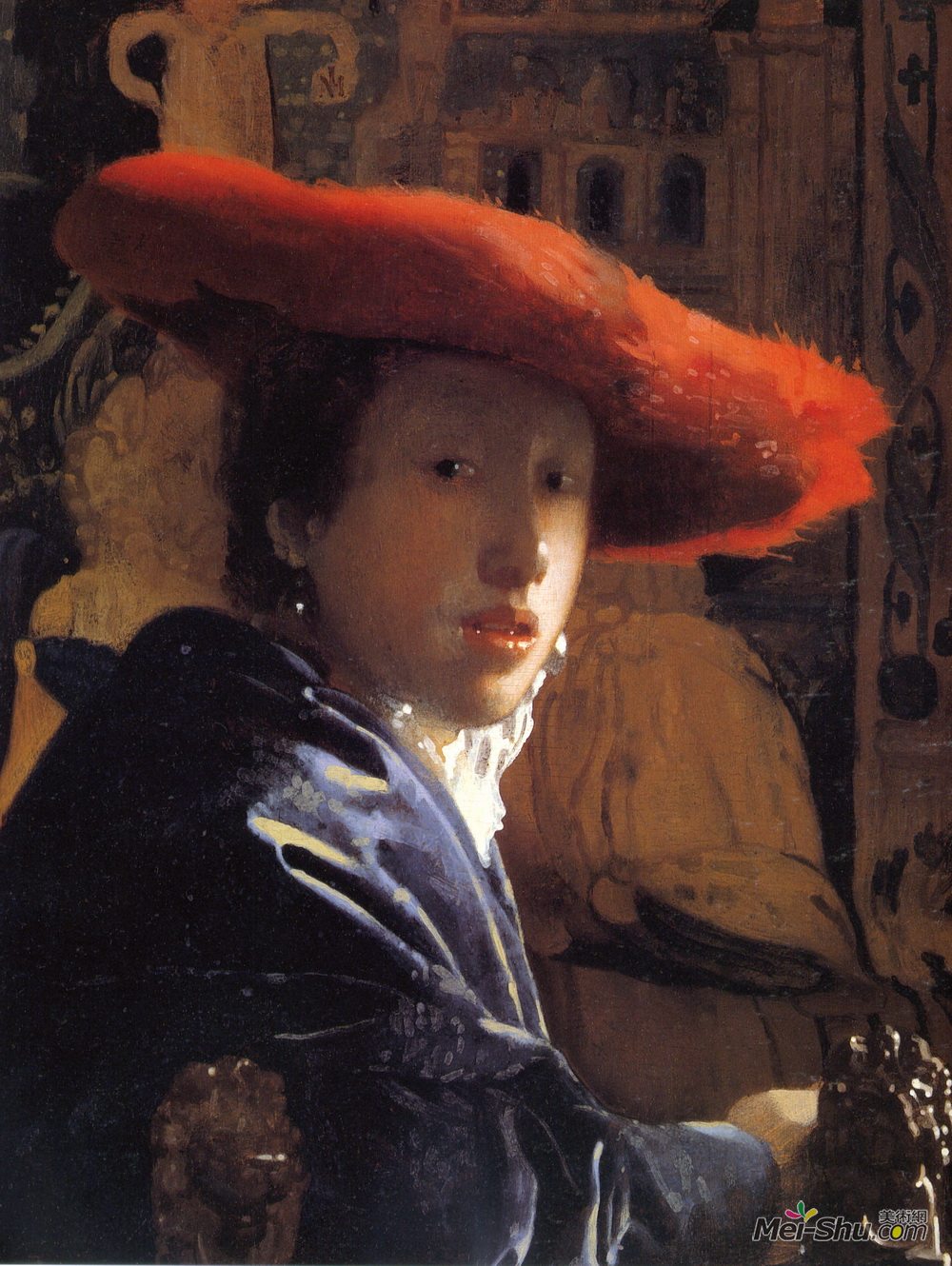 约翰内斯·维米尔(johannes vermeer)高清作品《戴着红帽子的女孩》