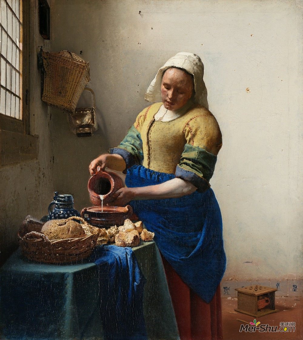 约翰内斯·维米尔(Johannes Vermeer)高清作品《倒牛奶的女仆》