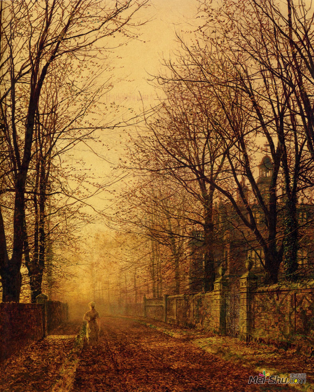 约翰·阿特金森·格里姆肖(John Atkinson Grimshaw)高清作品《金色的光芒》