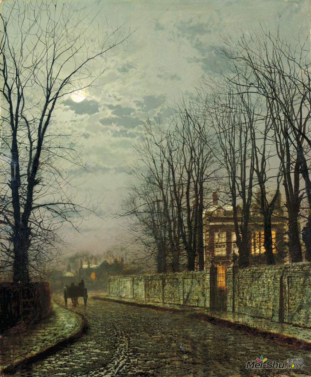 约翰·阿特金森·格里姆肖(John Atkinson Grimshaw)高清作品《冬月》