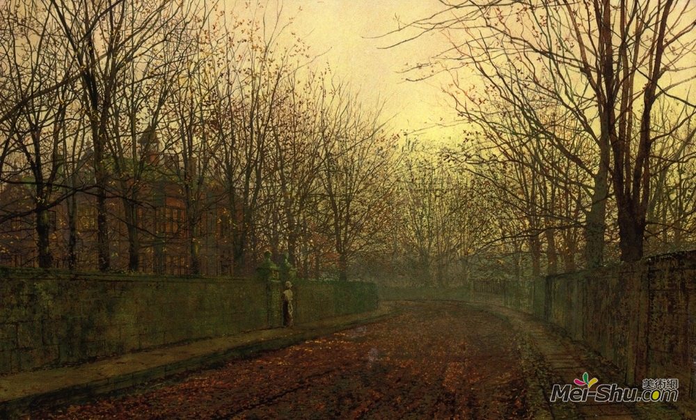 约翰·阿特金森·格里姆肖(John Atkinson Grimshaw)高清作品《秋巷》