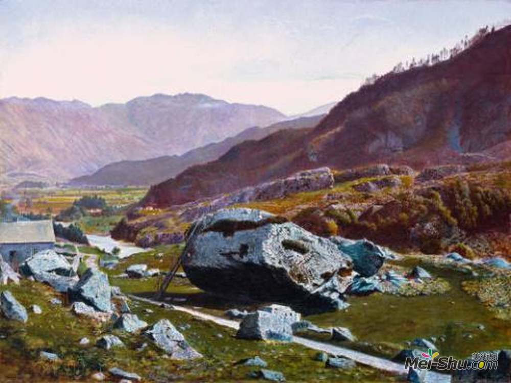 约翰·阿特金森·格里姆肖(John Atkinson Grimshaw)高清作品《Bowder Stone，Borrowdale》