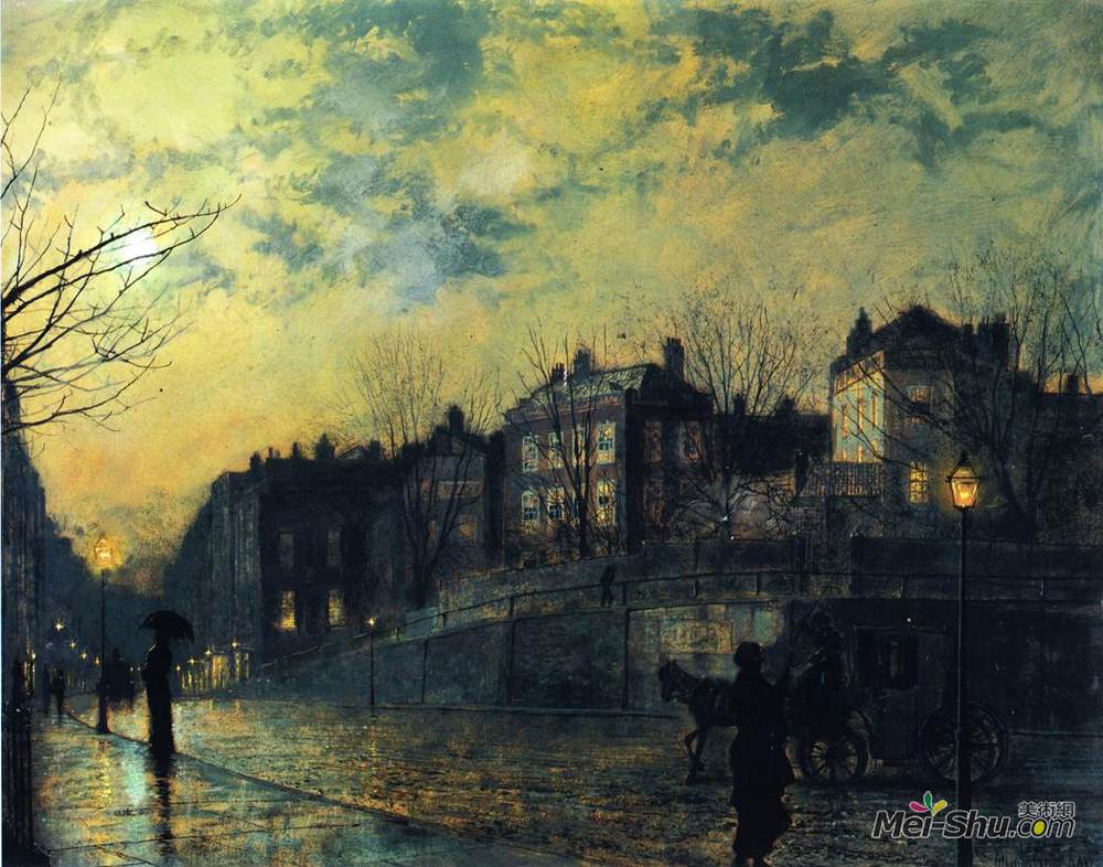 约翰·阿特金森·格里姆肖(John Atkinson Grimshaw)高清作品《汉普斯特德》