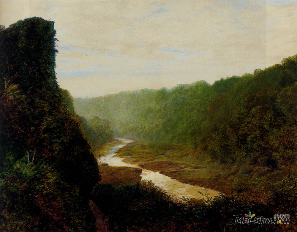 约翰·阿特金森·格里姆肖(John Atkinson Grimshaw)高清作品《蜿蜒的河流》