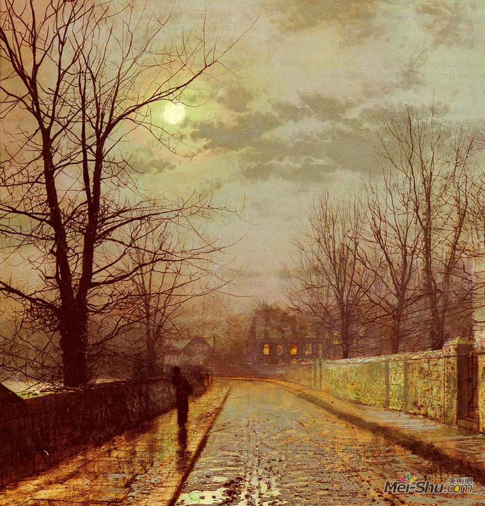 约翰·阿特金森·格里姆肖(John Atkinson Grimshaw)高清作品《柴郡巷》