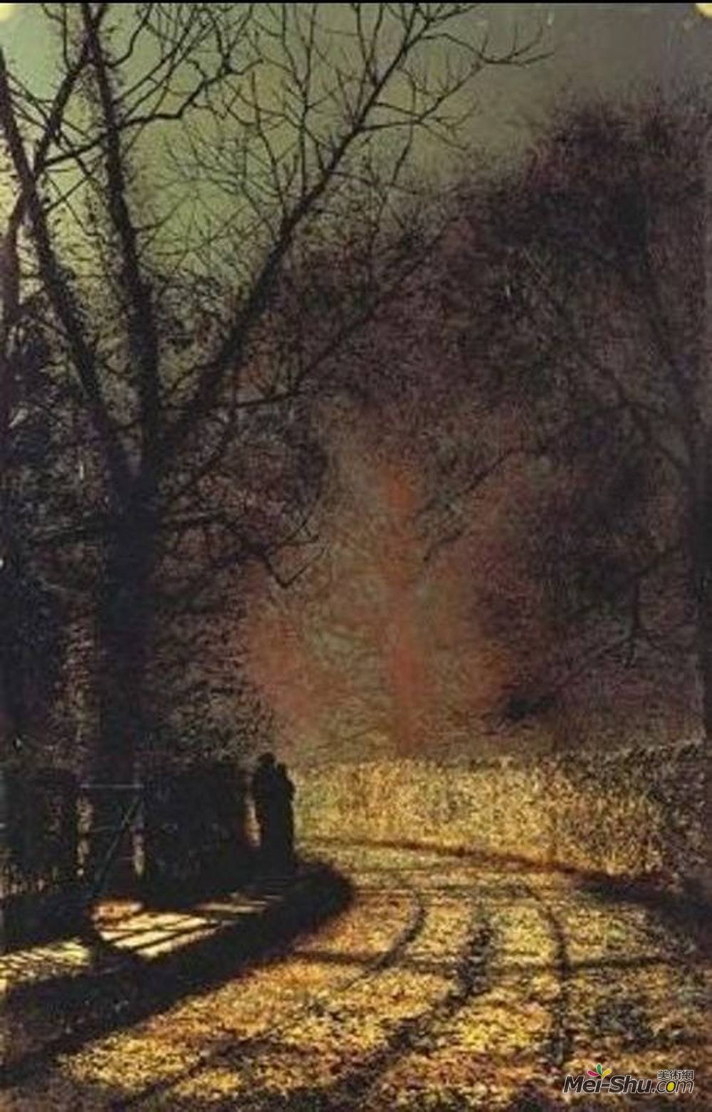 约翰·阿特金森·格里姆肖(John Atkinson Grimshaw)高清作品《林中情人》