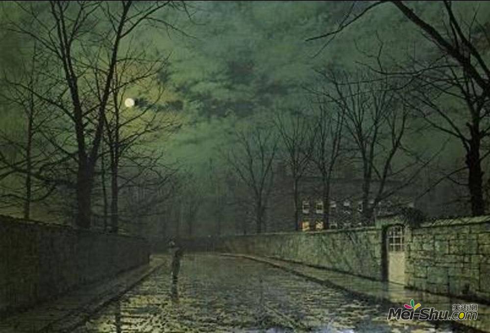约翰·阿特金森·格里姆肖(John Atkinson Grimshaw)高清作品《雨后的月光》