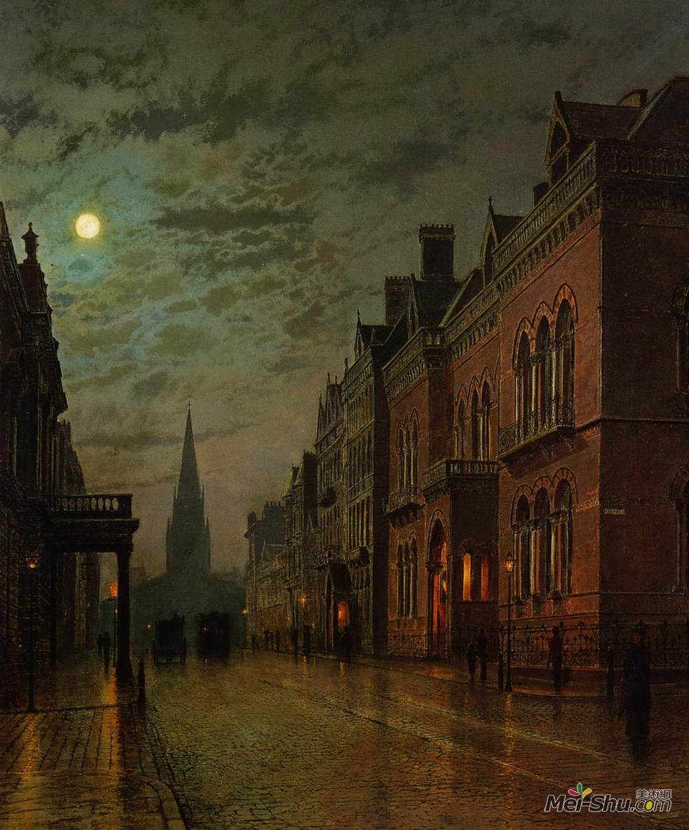 约翰·阿特金森·格里姆肖(John Atkinson Grimshaw)高清作品《里兹公园街》