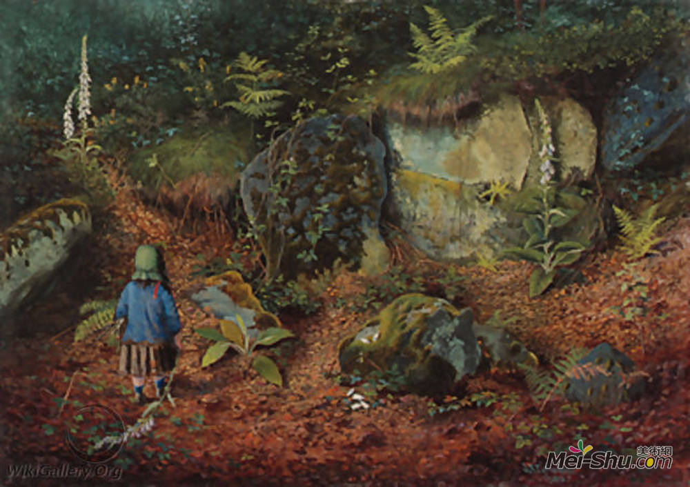 约翰·阿特金森·格里姆肖(John Atkinson Grimshaw)高清作品《小植物学家》