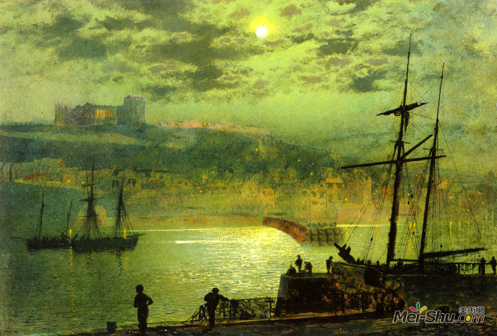 约翰·阿特金森·格里姆肖(John Atkinson Grimshaw)高清作品《Whitby from Scotch Head》