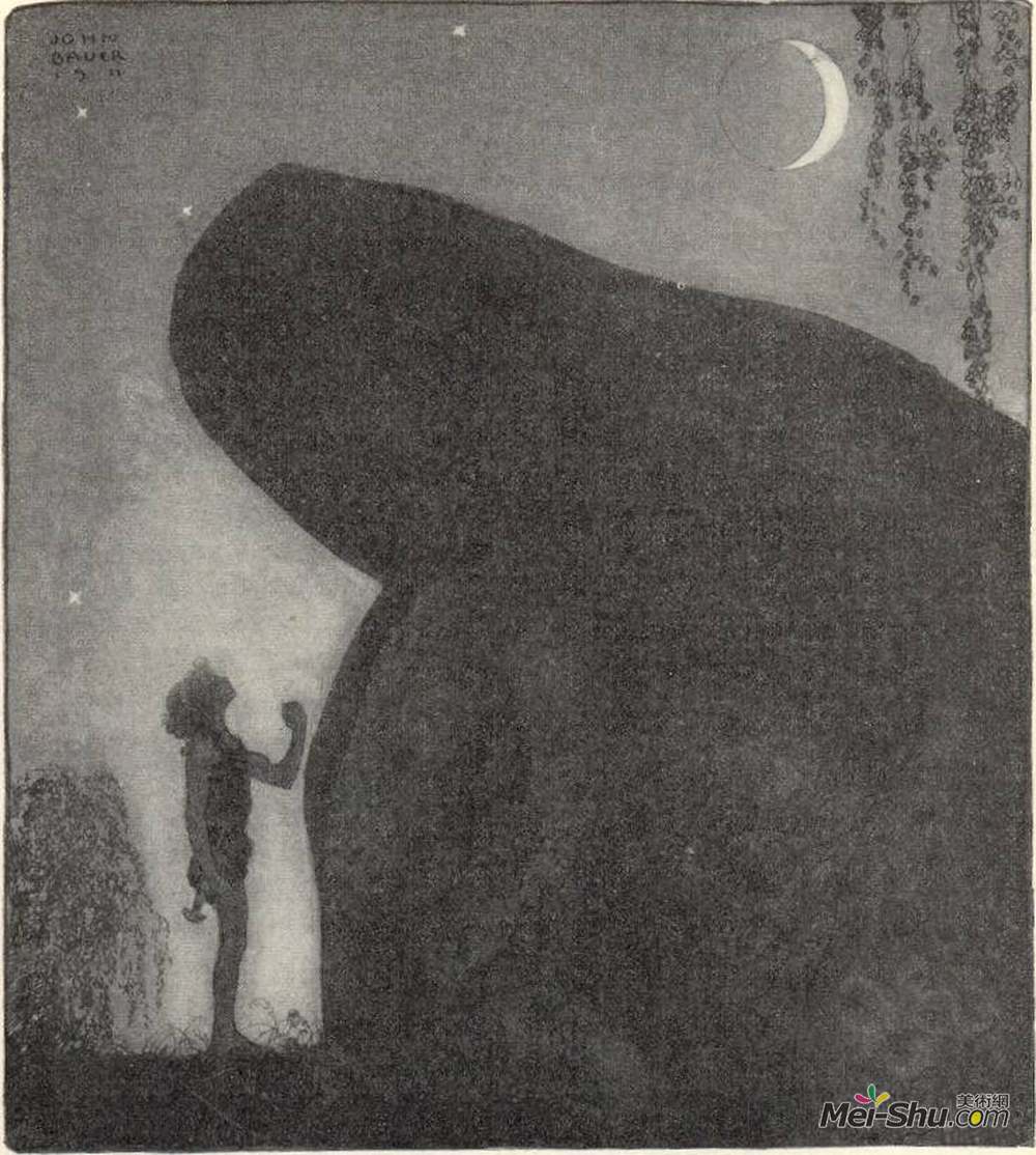 约翰·鲍尔(John Bauer)高清作品《醒着格鲁醒来的母亲》