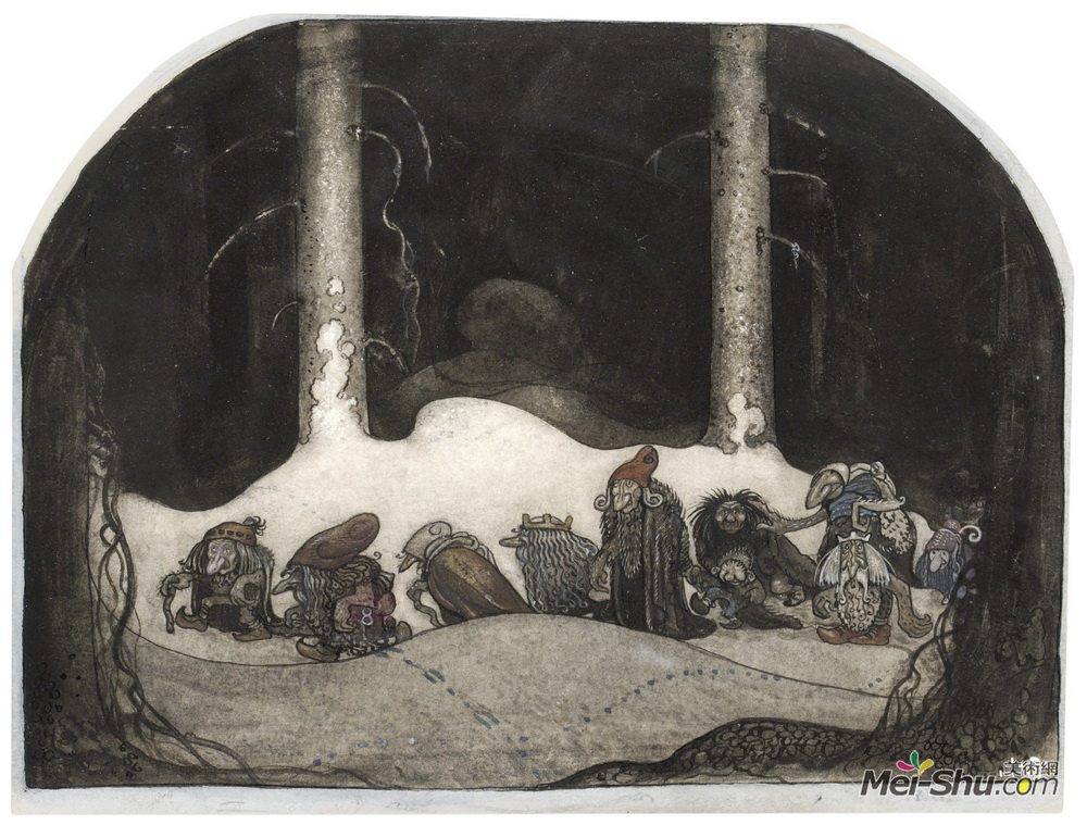 约翰·鲍尔(John Bauer)高清作品《在圣诞之夜》