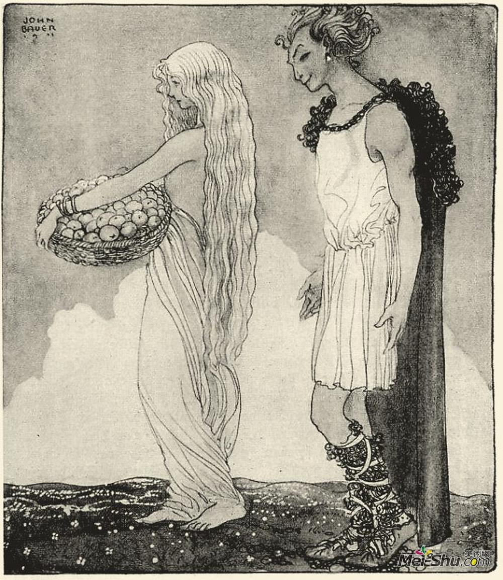 约翰·鲍尔(John Bauer)高清作品《Loki  and Idun》