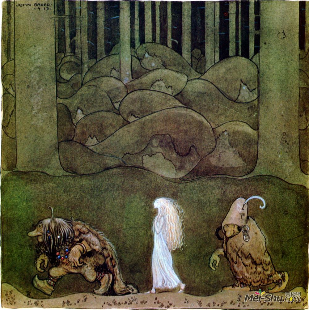 约翰·鲍尔(John Bauer)高清作品《One summer's evening they went with Bianca Maria dee》