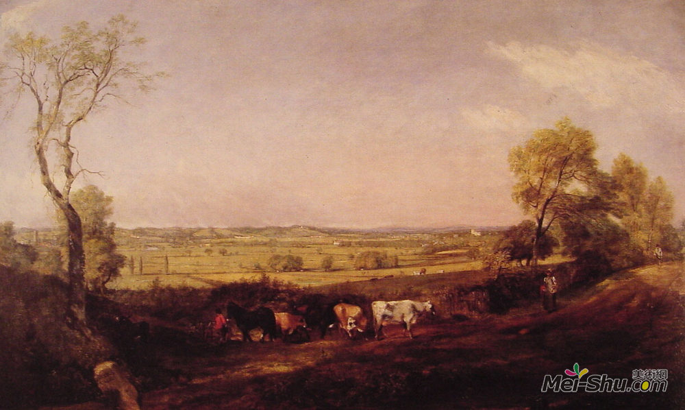 约翰·康斯特布尔(John Constable)高清作品《晨报：很多淡水河谷》
