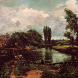 约翰·康斯特布尔(John Constable)高清作品:Flatford Mill from a Lock on the Stour