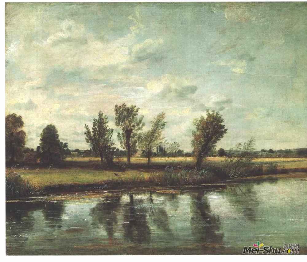 约翰·康斯特布尔(John Constable)高清作品《在索尔兹伯里附近的水草甸》