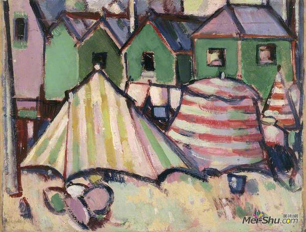 约翰·邓肯·弗格森(John Duncan Fergusson)高清作品《圣帕莱的浴缸和帐篷》