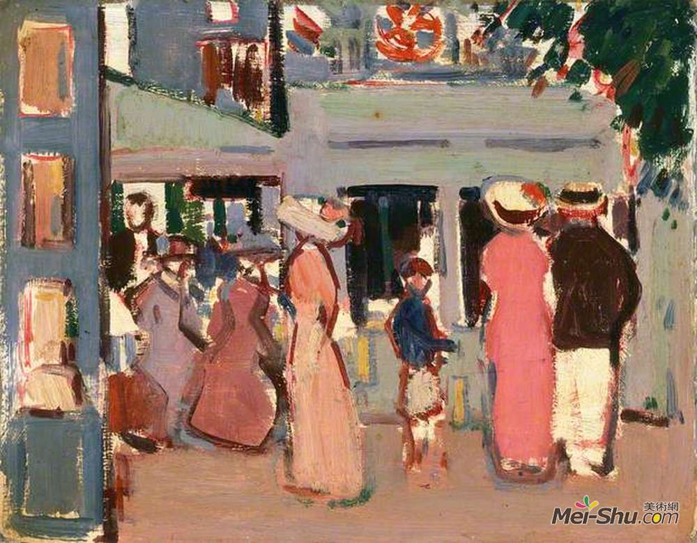 约翰·邓肯·弗格森(John Duncan Fergusson)高清作品《在咖啡馆前：巴黎》