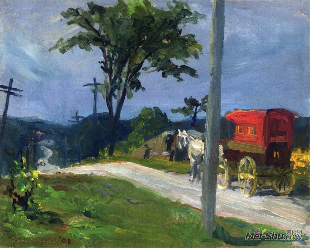 约翰法国斯隆(John French Sloan)高清作品《乡间小路》