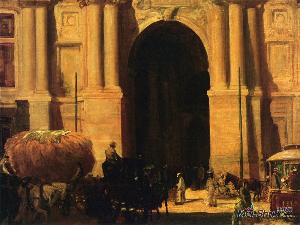 约翰法国斯隆(John French Sloan)高清作品《东入口，城市大厅，费城》