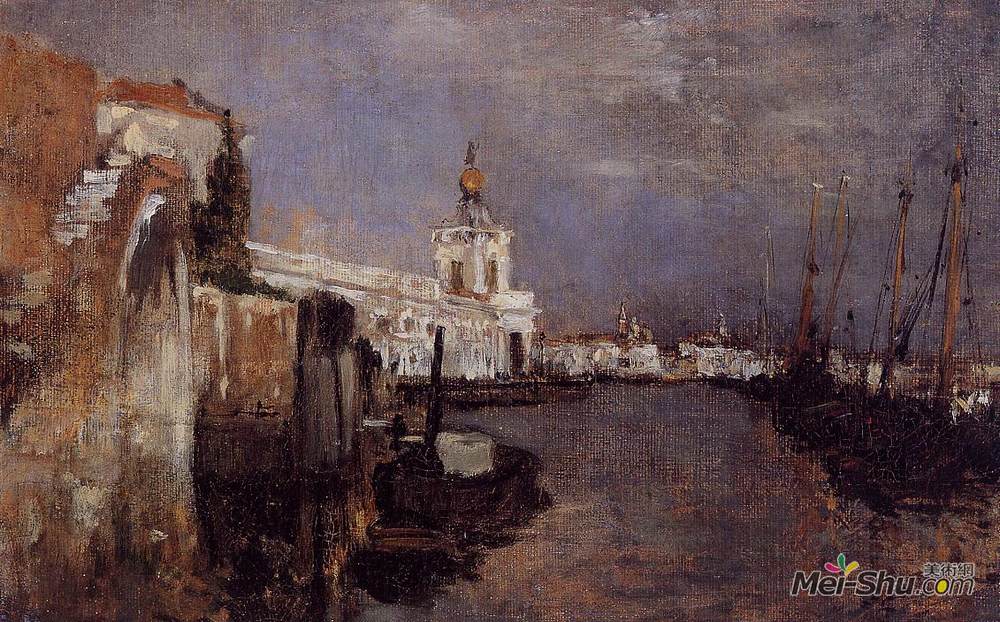 约翰·亨利·特瓦克特曼(John Henry Twachtman)高清作品《威尼斯运河》