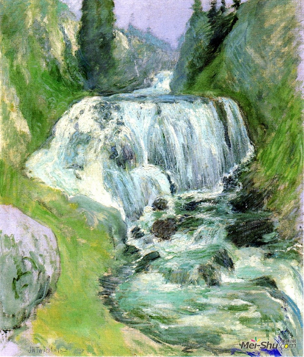 约翰·亨利·特瓦克特曼(John Henry Twachtman)高清作品《瀑布瀑布》