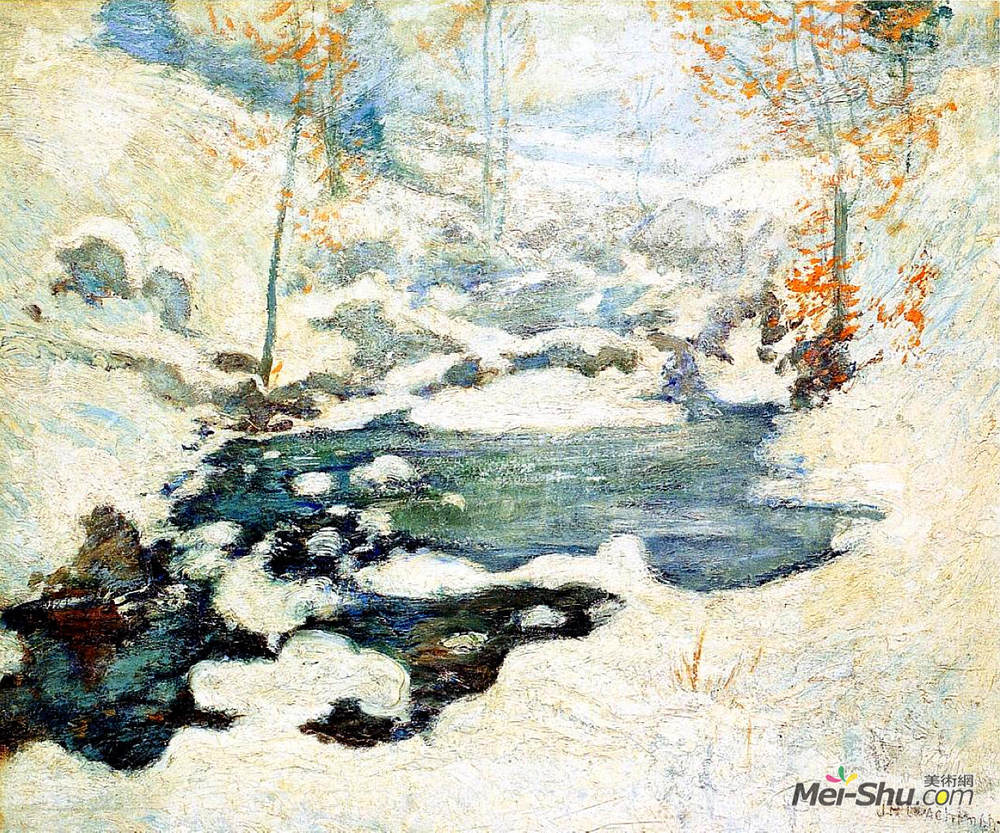 约翰·亨利·特瓦克特曼(John Henry Twachtman)高清作品《冰封的》