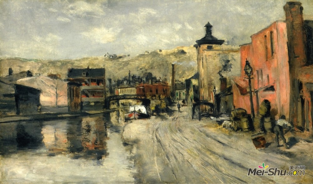 约翰·亨利·特瓦克特曼(John Henry Twachtman)高清作品《迈阿密运河，辛辛那提》