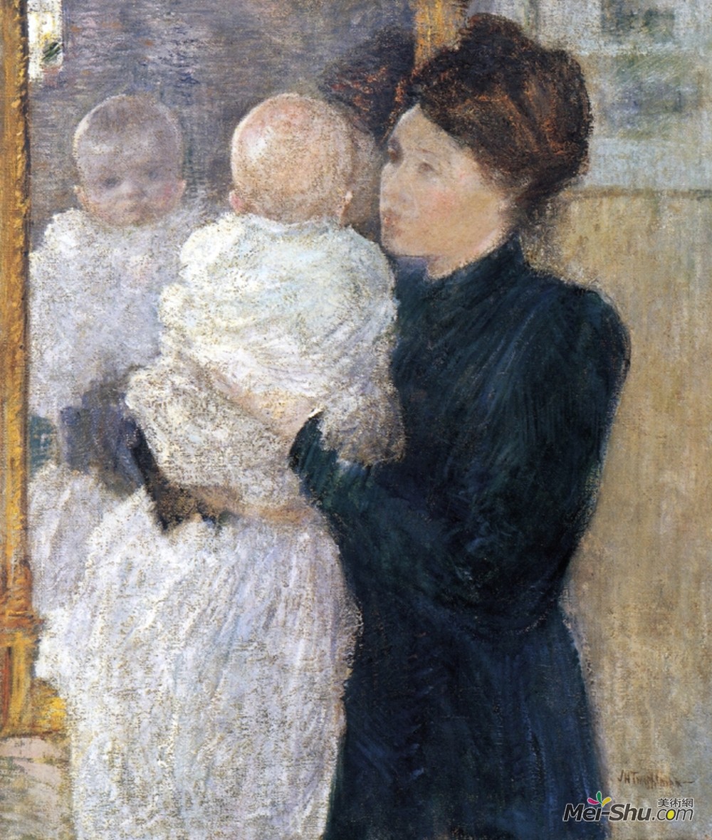 约翰·亨利·特瓦克特曼(John Henry Twachtman)高清作品《母子》