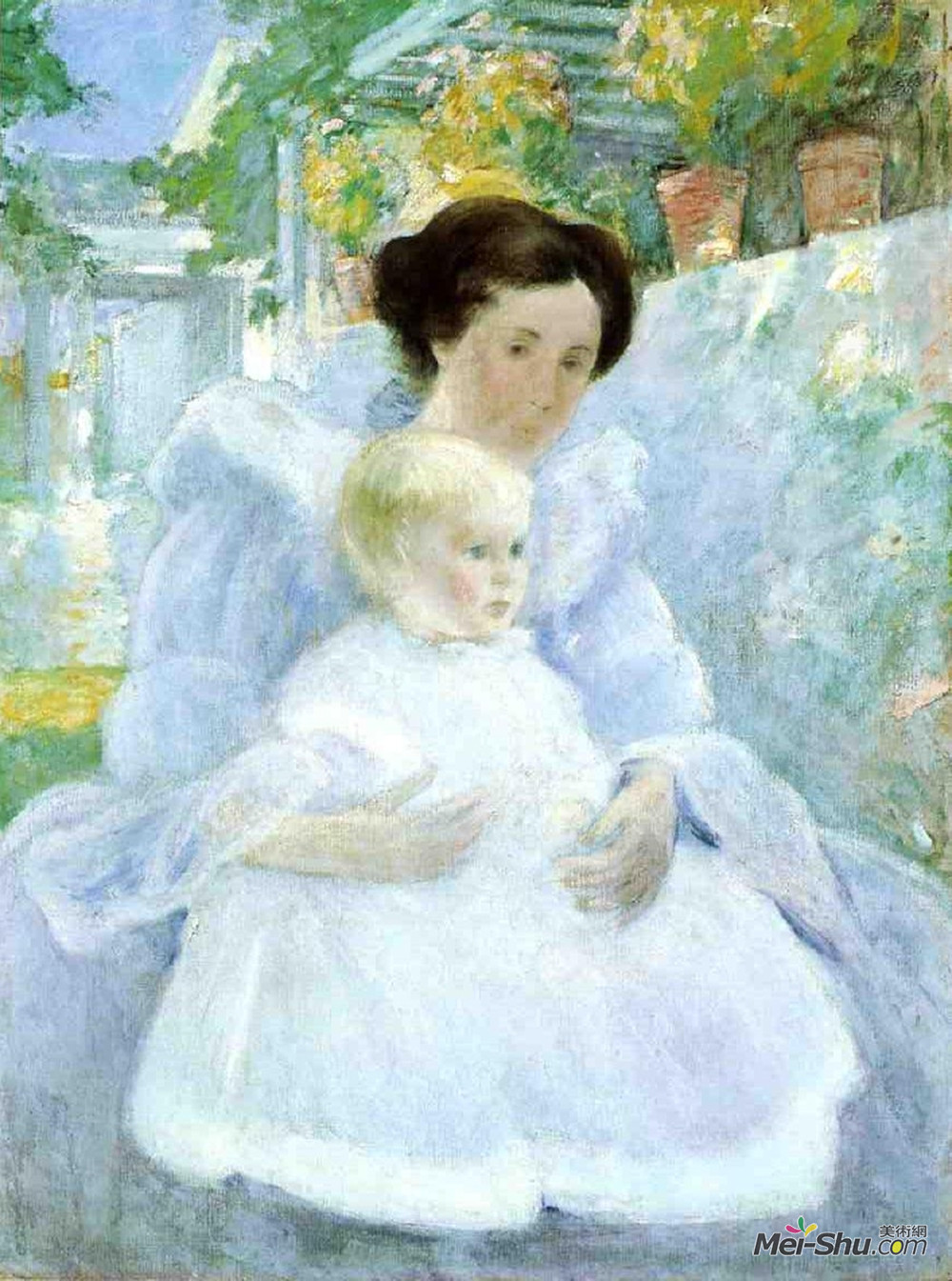约翰·亨利·特瓦克特曼(John Henry Twachtman)高清作品《母子》