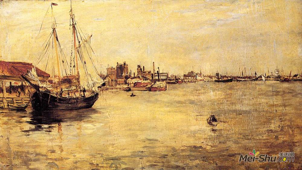 约翰·亨利·特瓦克特曼(John Henry Twachtman)高清作品《纽约港》