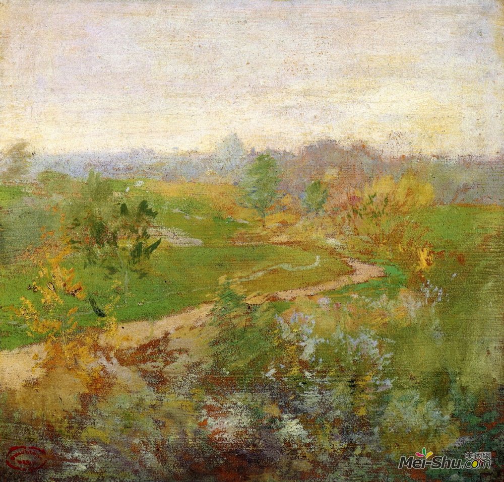 约翰·亨利·特瓦克特曼(John Henry Twachtman)高清作品《山上的路》