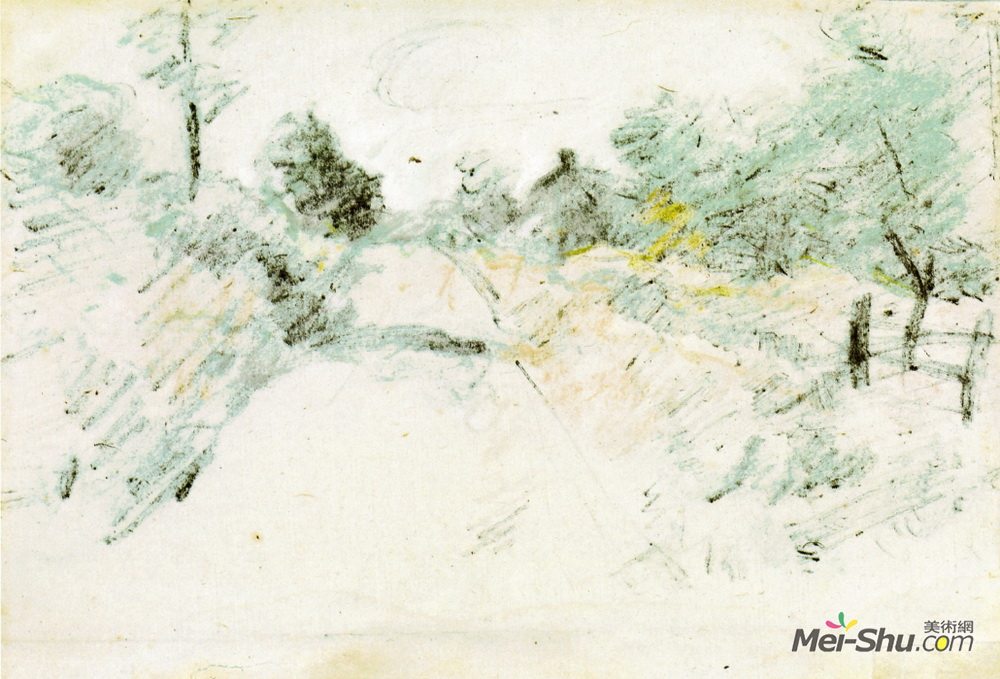 约翰·亨利·特瓦克特曼(John Henry Twachtman)高清作品《道路场景》