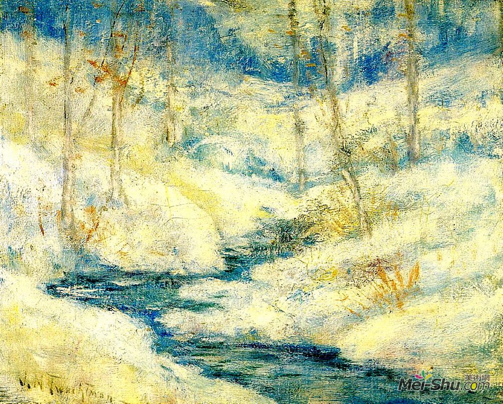 约翰·亨利·特瓦克特曼(John Henry Twachtman)高清作品《雪景》