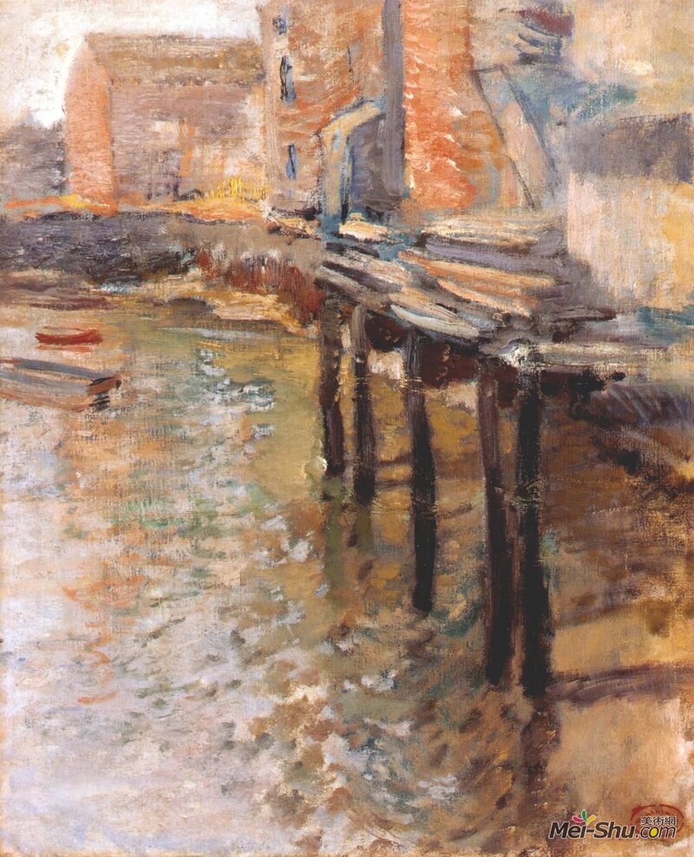 约翰·亨利·特瓦克特曼(John Henry Twachtman)高清作品《科斯柯布的老磨坊》