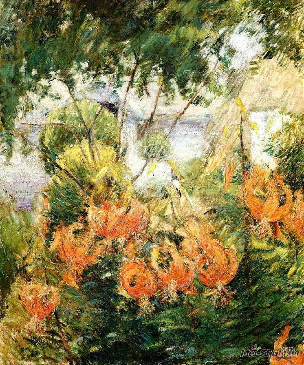 约翰·亨利·特瓦克特曼(John Henry Twachtman)高清作品《虎百合》