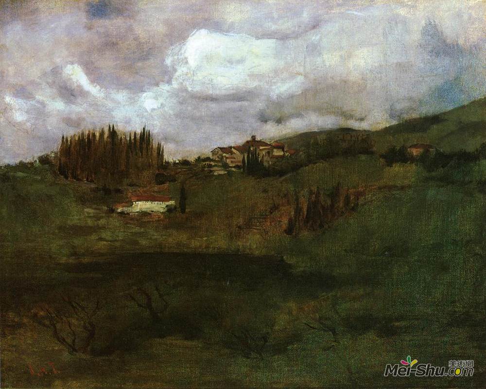 约翰·亨利·特瓦克特曼(John Henry Twachtman)高清作品《托斯卡纳景观》